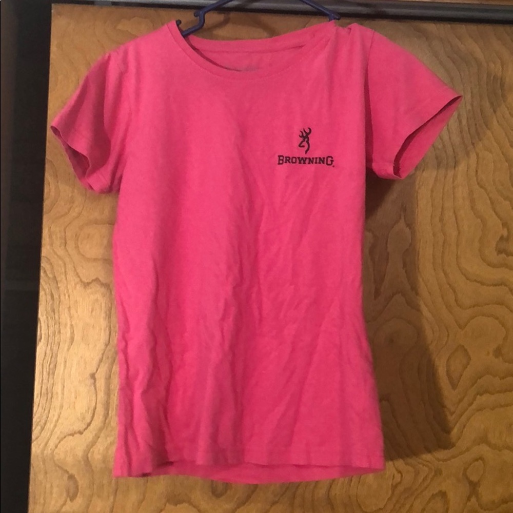 a pink browning Tshirt